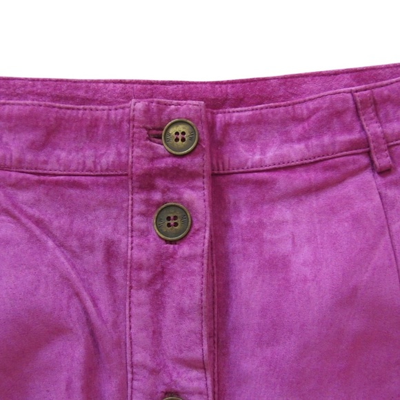 Matthew Williamson Macys Magenta Pink Suede Mini Skirt 8 Leather Buttons Flaw - Picture 4 of 9